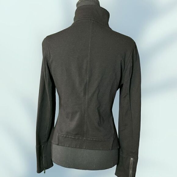 EILEEN FISHER women’s black ponte moto zipper jacket - Picture 3 of 7